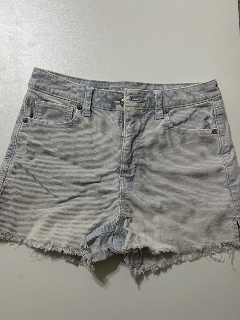 American Eagle Outfitters Light Gray Distressed Denim Shorts